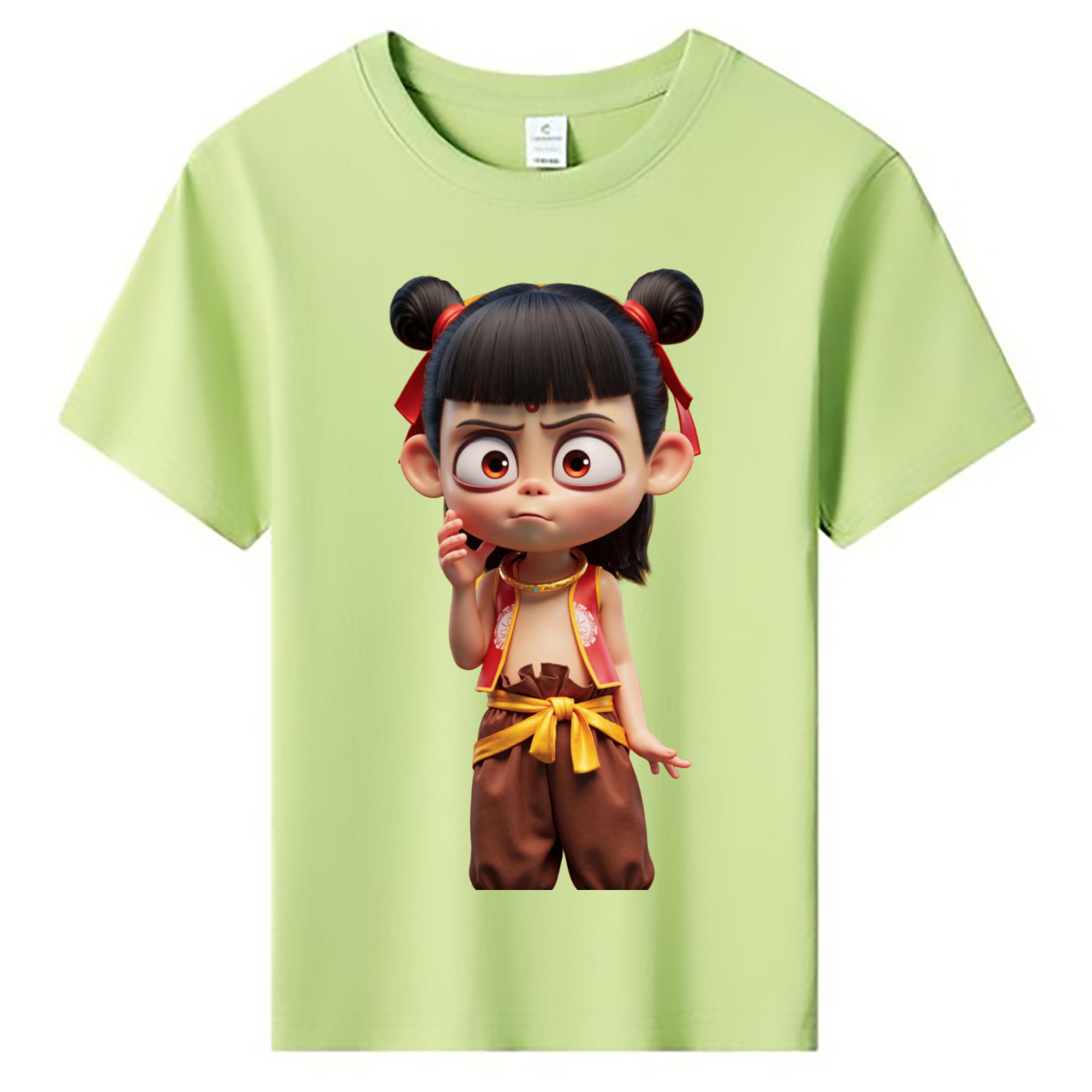 （画像用） Ne Zha 2 ナタ 魔童の大暴れ 綿100％キッズTシャツ（フロントプリント）